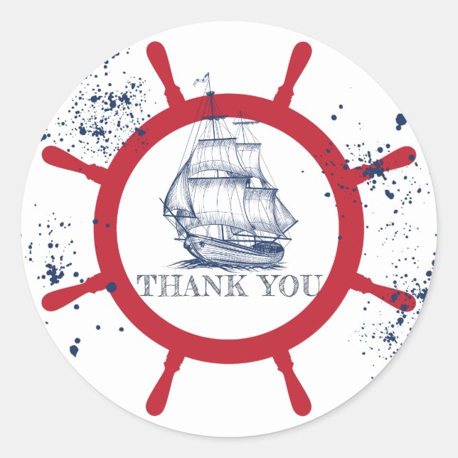 Pegatina Redonda Gracias náuticos por el favor (Anverso)
