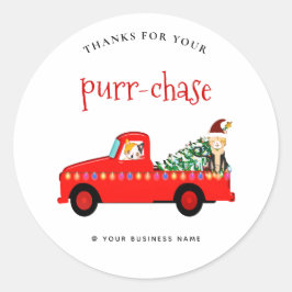 Pegatina Redonda gracias navidades camión de vacaciones divertido g