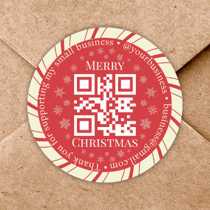 Pegatina Redonda gracias navidades de código qr de pequeñas empresa