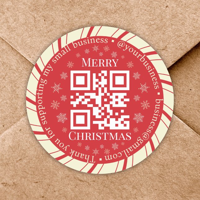 Pegatina Redonda gracias navidades de código qr de pequeñas empresa (Subido por el creador)