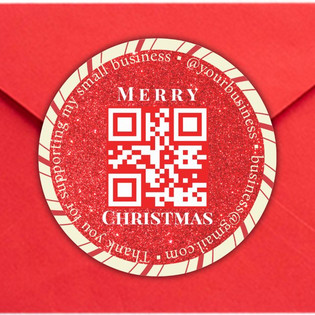 Pegatina Redonda gracias negocio pequeño qr código vacaciones red (Subido por el creador)