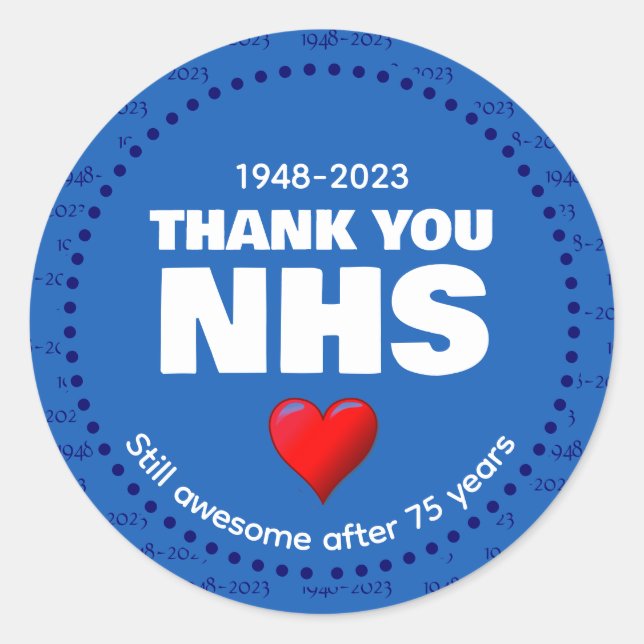 Pegatina Redonda GRACIAS NHS 75 Años (Anverso)
