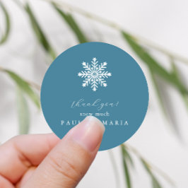 Pegatina Redonda Gracias Nieve Mucho Azul Invierno Quinceanera