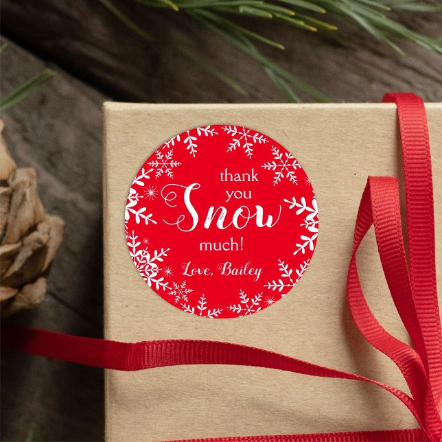 Pegatina Redonda Gracias NIEVE Mucho Invierno Copos de Nieve Rojo (Subido por el creador)