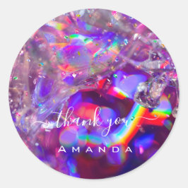Pegatina Redonda Gracias Nombre 16ª Bridal Crystals Púrpura Arcoiri