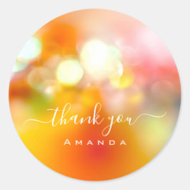 Pegatina Redonda Gracias Nombre 16ª Ducha Bridal Ombre Rosa