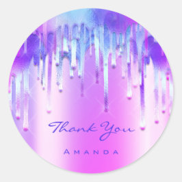 Pegatina Redonda Gracias Nombre 16º Holográfico de Novias Perforaci