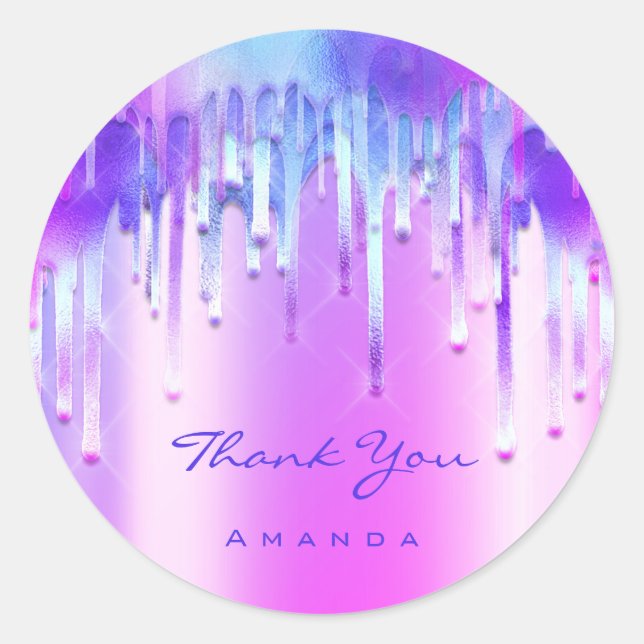 Pegatina Redonda Gracias Nombre 16º Holográfico de Novias Perforaci (Anverso)