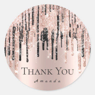 Pegatina Redonda Gracias Nombre 16º Rosa de novias Drips VIP
