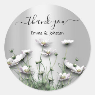 Pegatina Redonda Gracias Nombre 16 Cumpleaños Bridal Meadow Flor Si