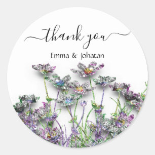 Pegatina Redonda Gracias Nombre 16 Cumpleaños Meadow Mint VerdePúrp