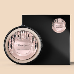 Pegatina Redonda Gracias Nombre Artista de Maquillaje Brillo de Ros