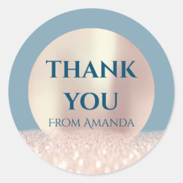 Pegatina Redonda Gracias Nombre ClassyRose Rubor Smoky Blue Purpuri