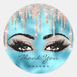 Pegatina Redonda Gracias Nombre Confetti Rosa Purpurina Eyelash Oce