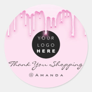 Pegatina Redonda Gracias Nombre de compra Logotipo de Instagra Rosa