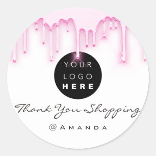 Pegatina Redonda Gracias Nombre de compra Perforaciones blancas