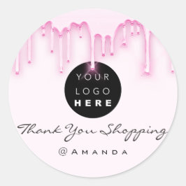 Pegatina Redonda Gracias Nombre de la compra Logotipo Perforaciones