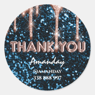 Pegatina Redonda gracias nombre de negocio Instagra Navy Rosa Drip