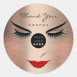 Pegatina Redonda Gracias Nombre Eyelash Sweet 16th PinkLogo Qr Code