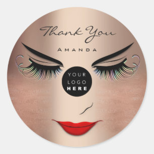 Pegatina Redonda Gracias Nombre Eyelash Sweet 16th PinkLogo Qr Code