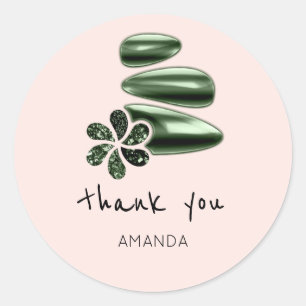 Pegatina Redonda Gracias Nombre Holograph Flower SPA Greenery