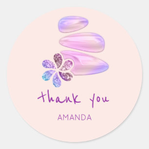 Pegatina Redonda Gracias Nombre Holograph Flower SPA Wellness