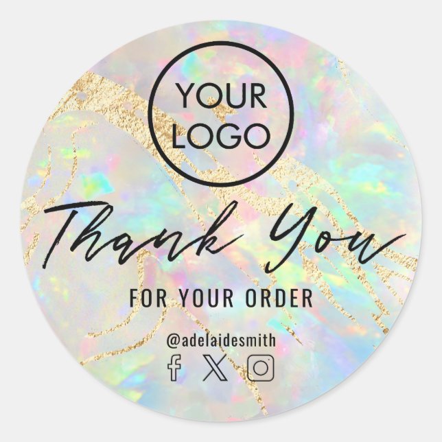 Pegatina Redonda gracias nueva opal (Anverso)