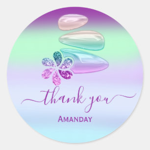 Pegatina Redonda Gracias Ombre Holographic SPA Wellness