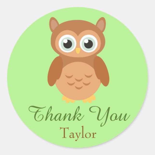 Pegatina Redonda Gracias Owl (Anverso)