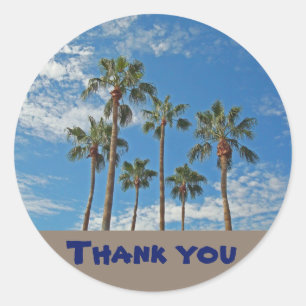 Pegatina Redonda Gracias Palm Tree Blue Sky Reconocimiento general
