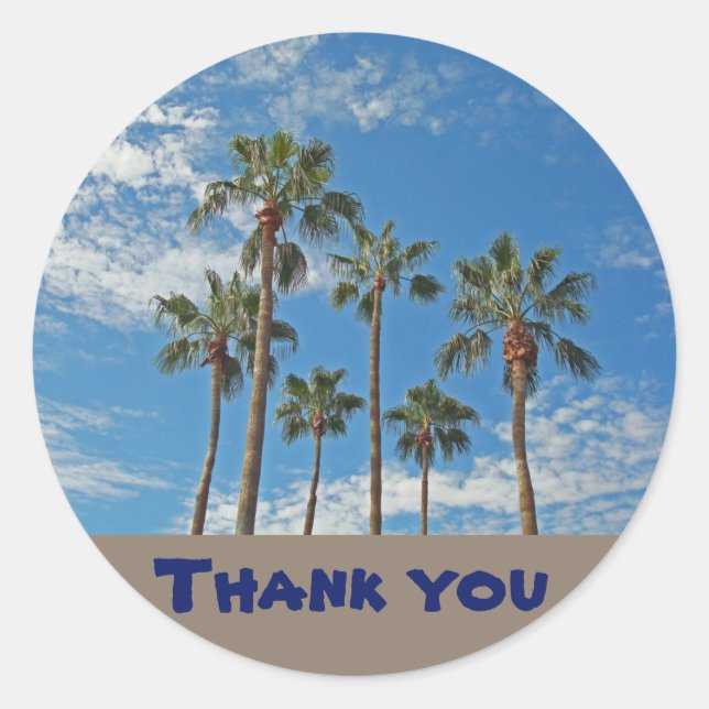 Pegatina Redonda Gracias Palm Tree Blue Sky Reconocimiento general (Anverso)