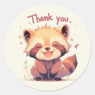 Pegatina Redonda Gracias Panda Anime Rojo