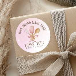 Pegatina Redonda Gracias Pastry Baking Utensil Cute Pink