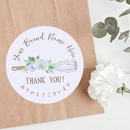 Pegatina Redonda Gracias Pastry Chef Whisk Purple Floral