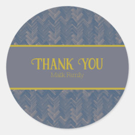 Pegatina Redonda Gracias Patrón Chevron Azul retro Personalización