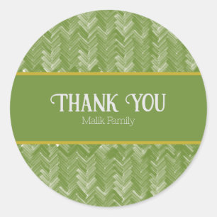 Pegatina Redonda Gracias Patrón Chevron Patrón Verde Personalizació