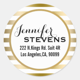 Pegatina Redonda Gracias- Patrón geométrico de bandas de oro