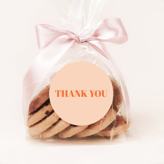 Pegatina Redonda Gracias, Peach y Naranja