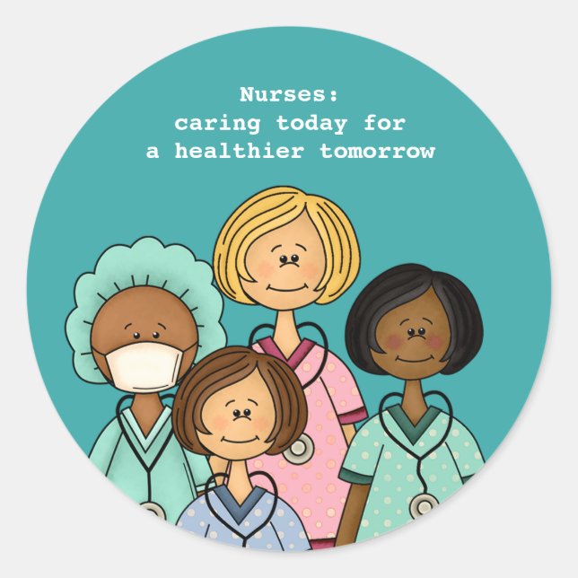 Pegatina Redonda Gracias Pegatinas de enfermería (Anverso)