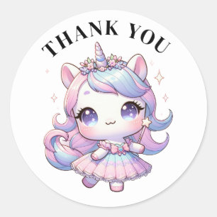 Pegatina Redonda Gracias Pegatinas de Unicorn