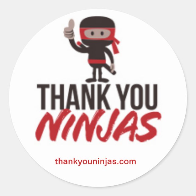 Pegatina Redonda Gracias Pegatinas Ninjas (Anverso)