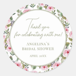 Pegatina Redonda Gracias pegatinas por una ducha de novia.