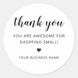Pegatina Redonda gracias pequeño negocio lindo corazón