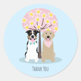 Pegatina Redonda Gracias Perros Por Cherry Blossom Tree