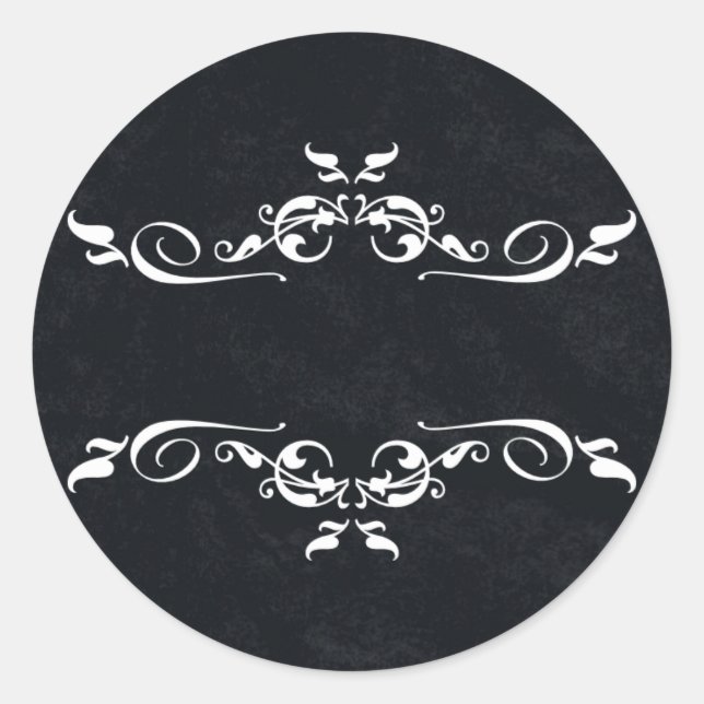 Pegatina Redonda Gracias personal en blanco y negro (Anverso)