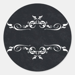 Pegatina Redonda Gracias personal en blanco y negro