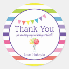 Pegatina Redonda Gracias Personalizado Candy Birthday Party Favorit