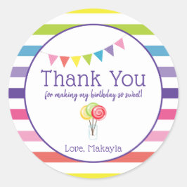 Pegatina Redonda Gracias Personalizado Candy Birthday Party Favorit