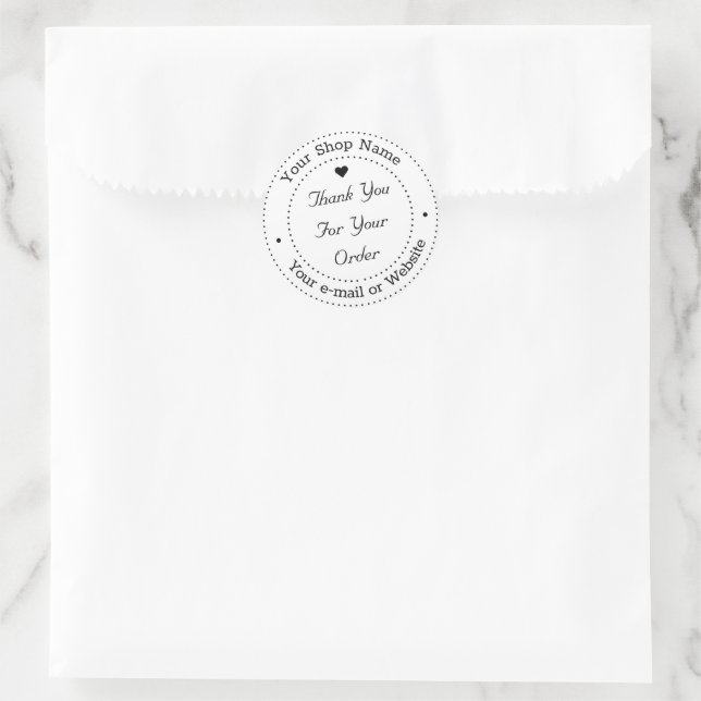 Pegatina Redonda Gracias personalizado por su negocio de pedidos (Bolso)