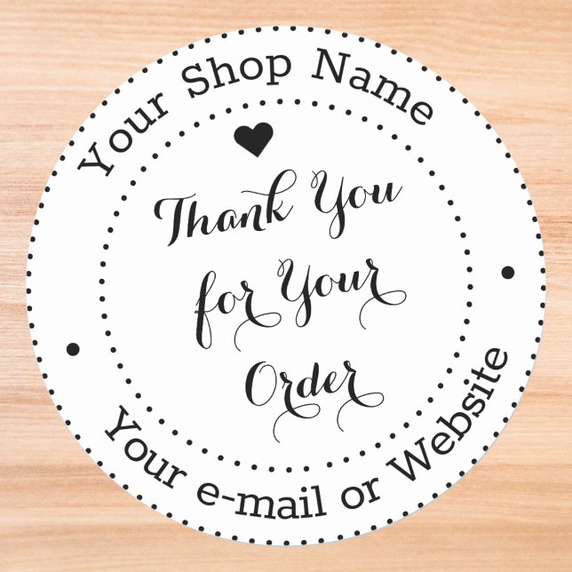 Pegatina Redonda Gracias personalizado por tu pedido de negocio (Personalized Thank You for Your Business Order Classic Round Sticker)